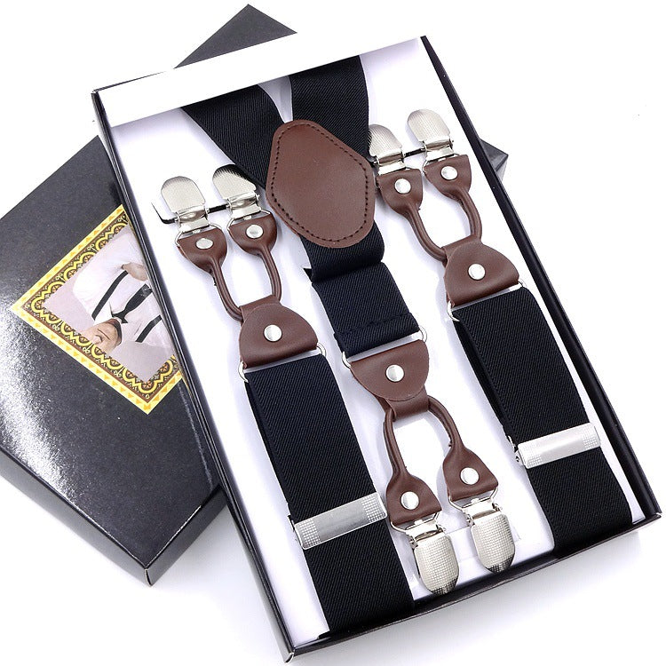 Men's Six Clip Suspenders Jacquard Suspenders