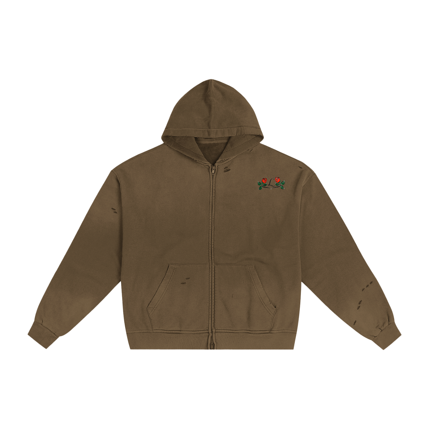 Hand-Frayed Sunfade Zip Hoodie