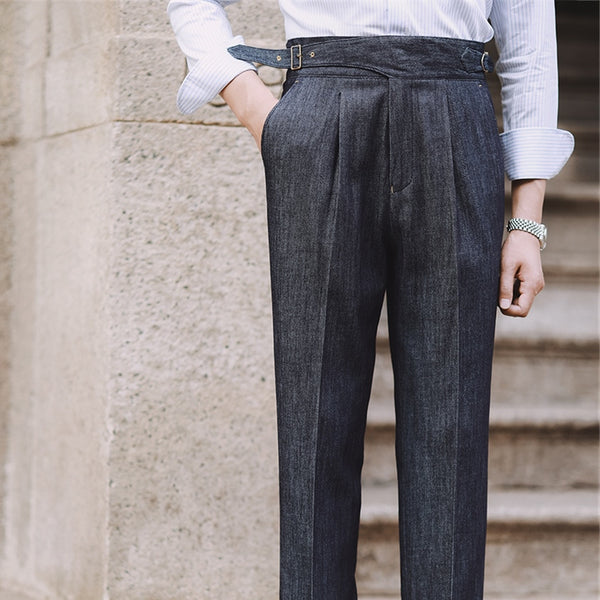 High Waist Men's Casual Pants Very Business Denim