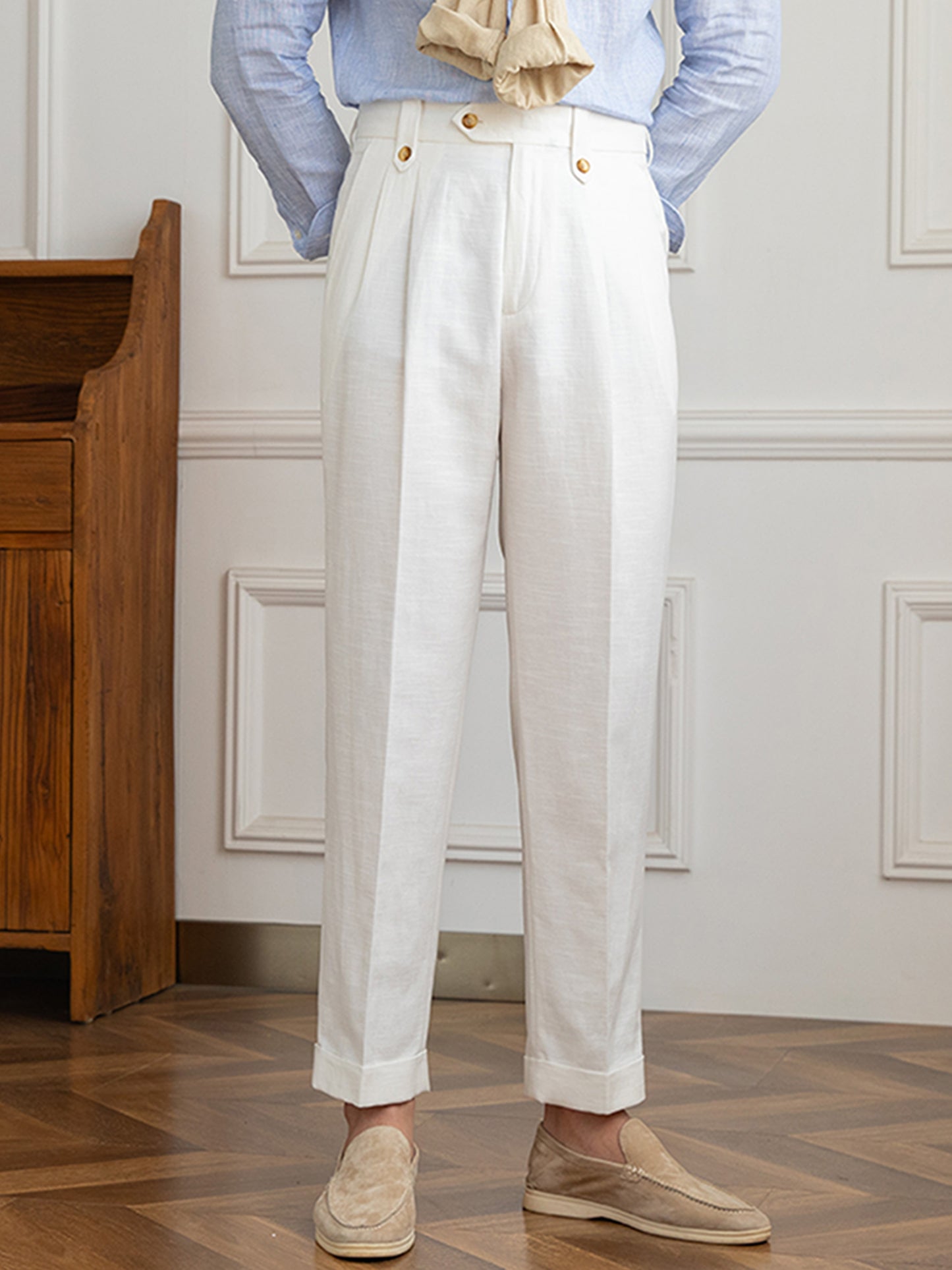 Cotton And Linen Thin Breathable Casual High Waist Straight Pants