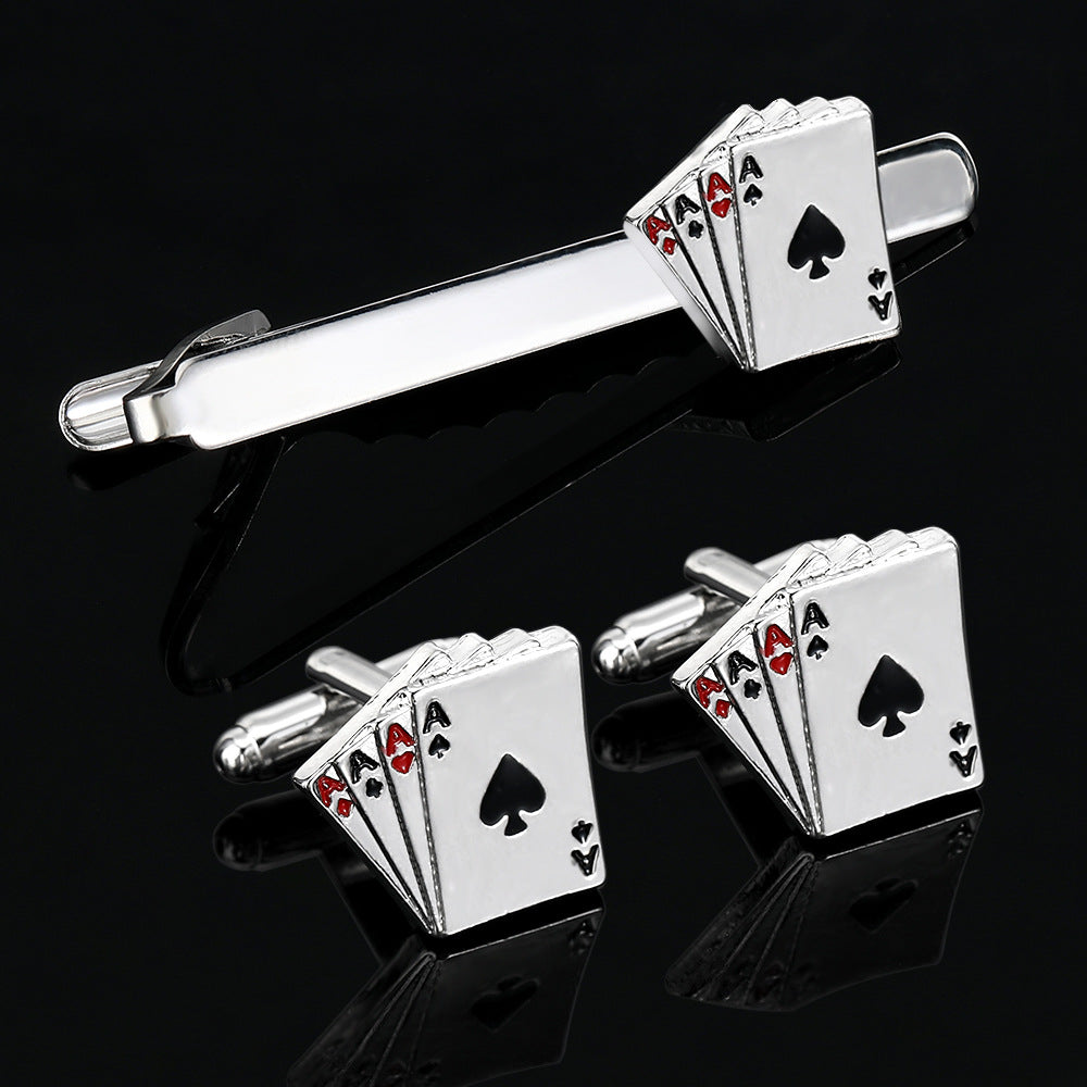 Poker Cufflinks Business Shirt Cufflinks Tie Clip