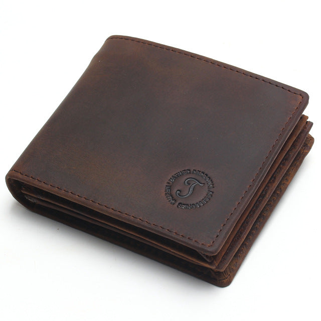 Genuine Leather Short Vertical Anti-theft Swiping Men's Wallet