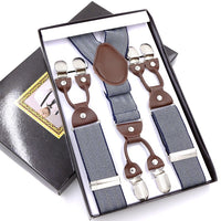Men's Six Clip Suspenders Jacquard Suspenders