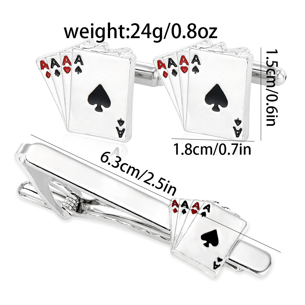 Poker Cufflinks Business Shirt Cufflinks Tie Clip