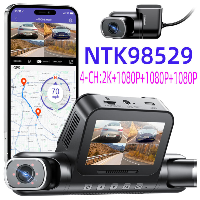 Four-lens Driving Recorder HD Wide-angle WIF Interconnected Driving Parking Surveillance
