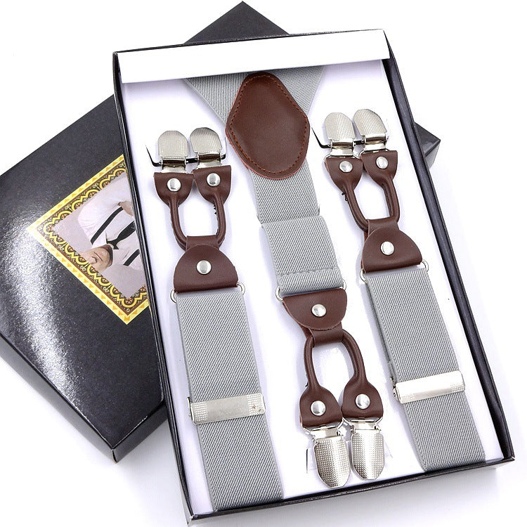 Men's Six Clip Suspenders Jacquard Suspenders