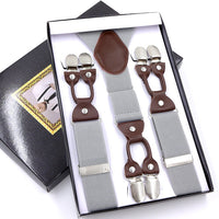 Men's Six Clip Suspenders Jacquard Suspenders