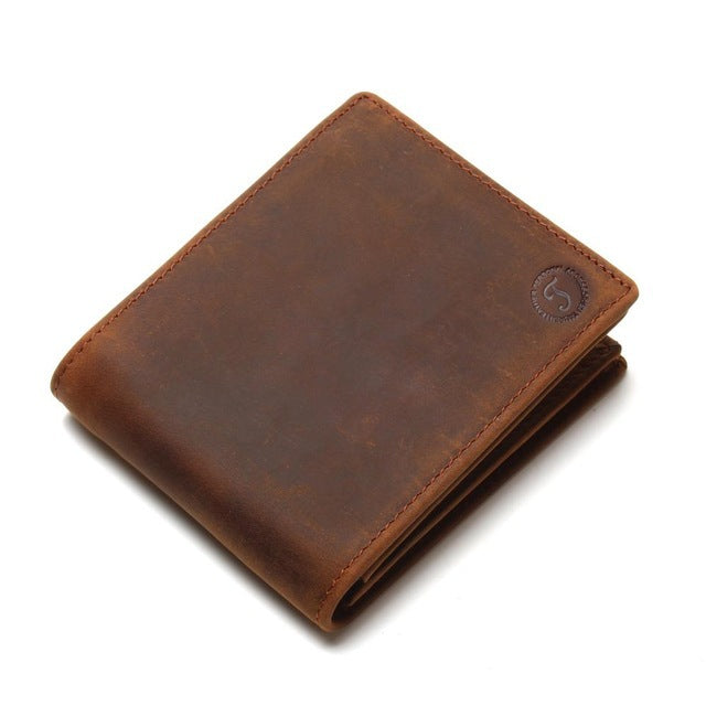 Genuine Leather Short Vertical Anti-theft Swiping Men's Wallet