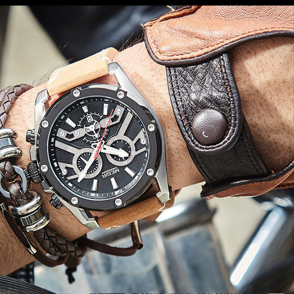 Men's Watch Multifunctional Sports Luminous Leather Watch