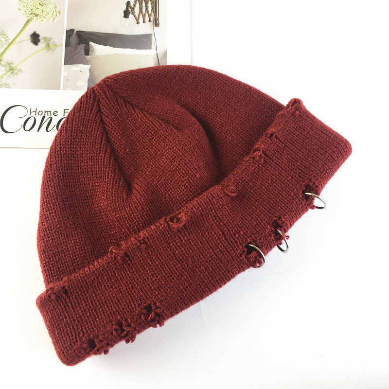 Men's And Women's Retro Ripped Knitted Landlord Hat