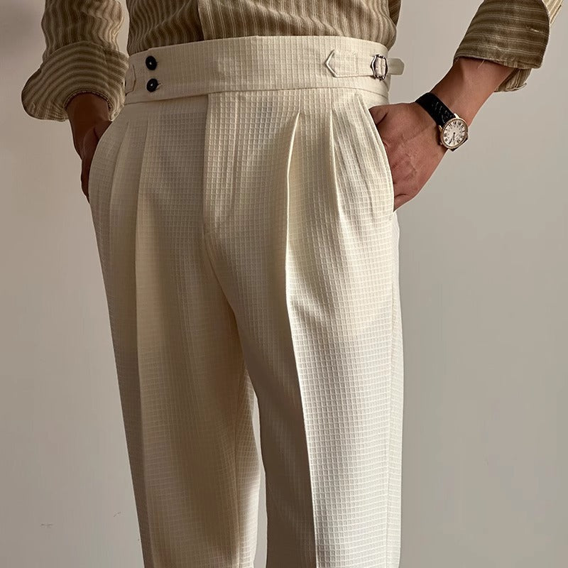Waffle Straight Naples High Waist Suit Pants
