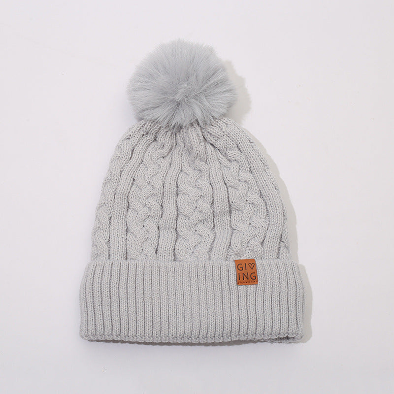 Fleece-lined Thickened Knitting Warm Men's And Women's Wool Hats With Fur Ball