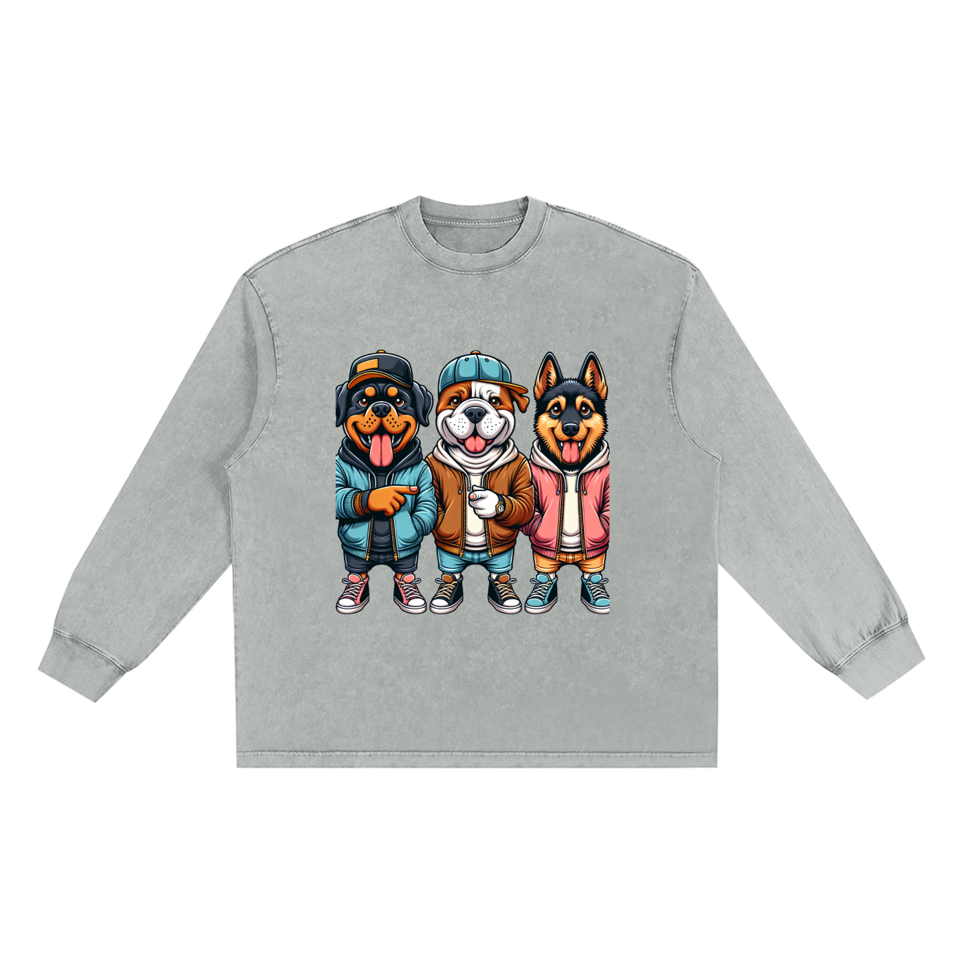 Snow Washed Oversize Long Sleeve T-shirt