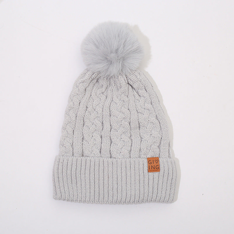 Fleece-lined Thickened Knitting Warm Men's And Women's Wool Hats With Fur Ball