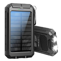 Solar Charger, 8000mAh Portable Solar Power For All Mobile Phones, Waterproof Battery Pack, Outdoor External Backup Power Charger Dual USB 5V Output -LED Flashlight, Perfect For Camping Trips