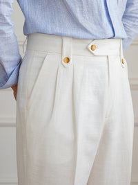 Cotton And Linen Thin Breathable Casual High Waist Straight Pants