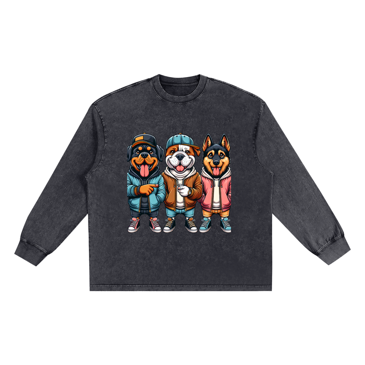 Snow Washed Oversize Long Sleeve T-shirt