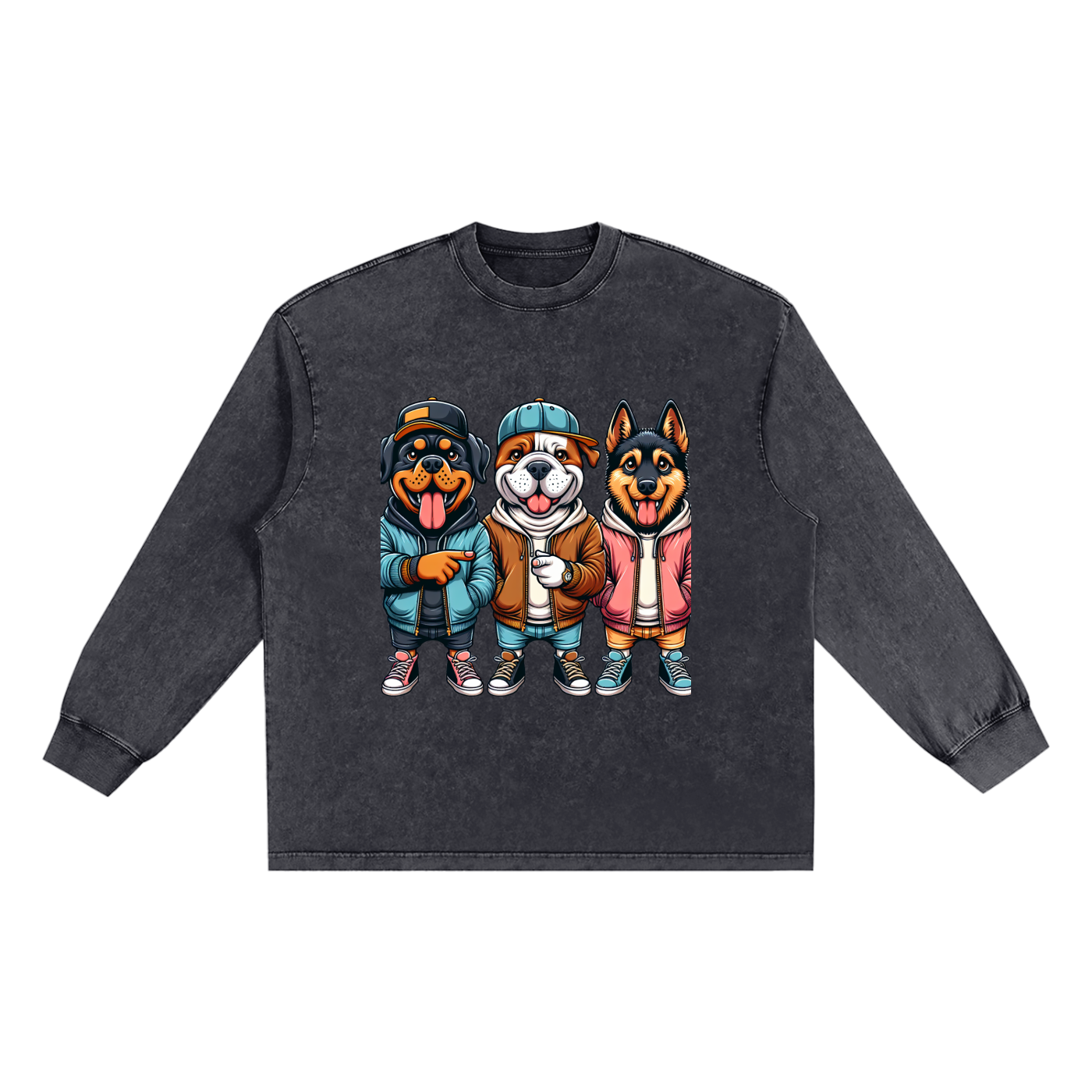 Snow Washed Oversize Long Sleeve T-shirt