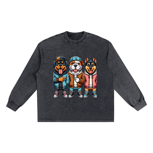 Snow Washed Oversize Long Sleeve T-shirt