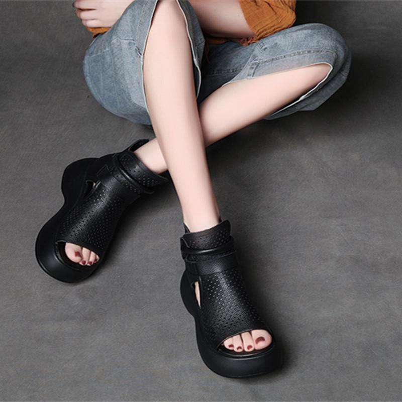 High-Top Roman Shoes Platform Heel Retro Hollow Women's Sandals