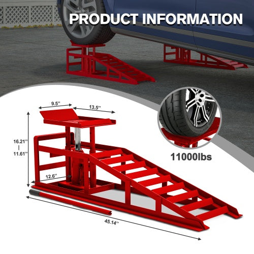 2 Pack Hydraulic Car Ramps 5T 11000lbs Low Profile Car Lift Service Ramps Truck Trailer Garage,Height Hydraulic Vehicle Ramps