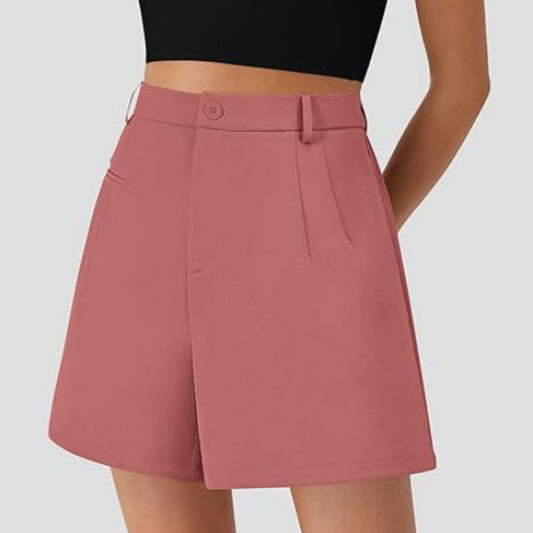 Elastic High Waist Wide Leg Casual Shorts