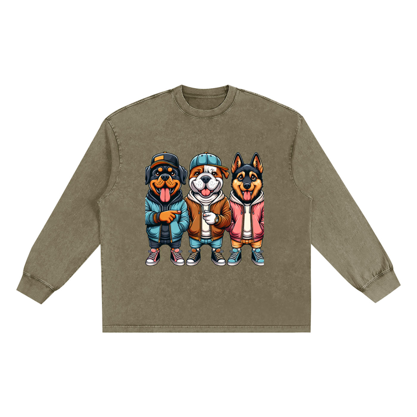 Snow Washed Oversize Long Sleeve T-shirt