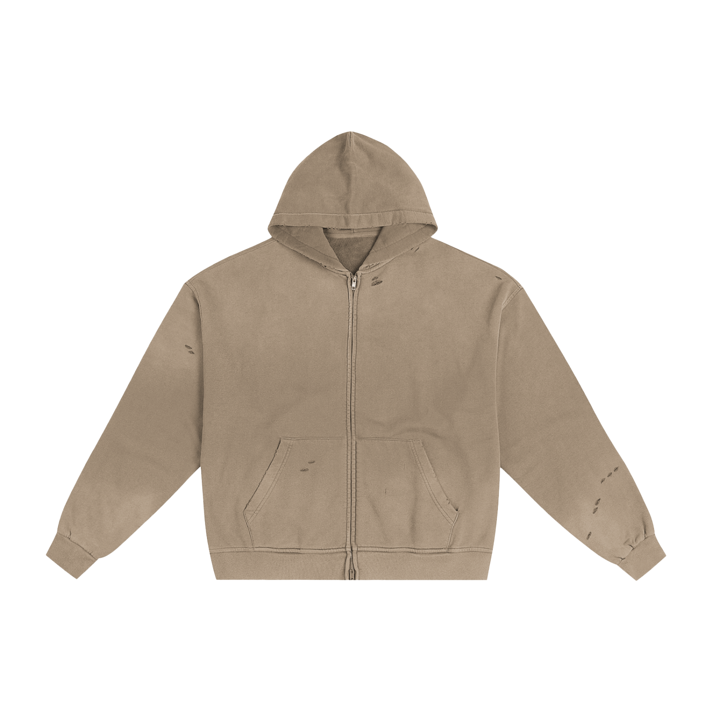 Hand-Frayed Sunfaded Zip Hoodie